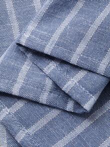 DAZY Chemise tissée à manches longues avec col rabattu et rayures pour préadolescentes - Bleu azur - Voir 6