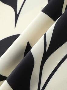 Franclia New Fashionable Plant Print V-Neck Color Block Wide Leg Jumpsuit - Multicolor - View 4