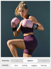 GLOWMODE Quần short biker FeatherFit™-Sculpt CoreHold 4.3" mềm mại, co giãn, không đường may phía trước, có túi bên hông, thích hợp cho tập luyện cường độ trung bình, chạy bộ, tập gym. - Bold Plum - Xem 10