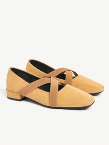 CUCCOO CHICEST Women Shoes Women's Elastic Band Design Daily Versatile Low Heel Shoes - Coffee Brown - View 12