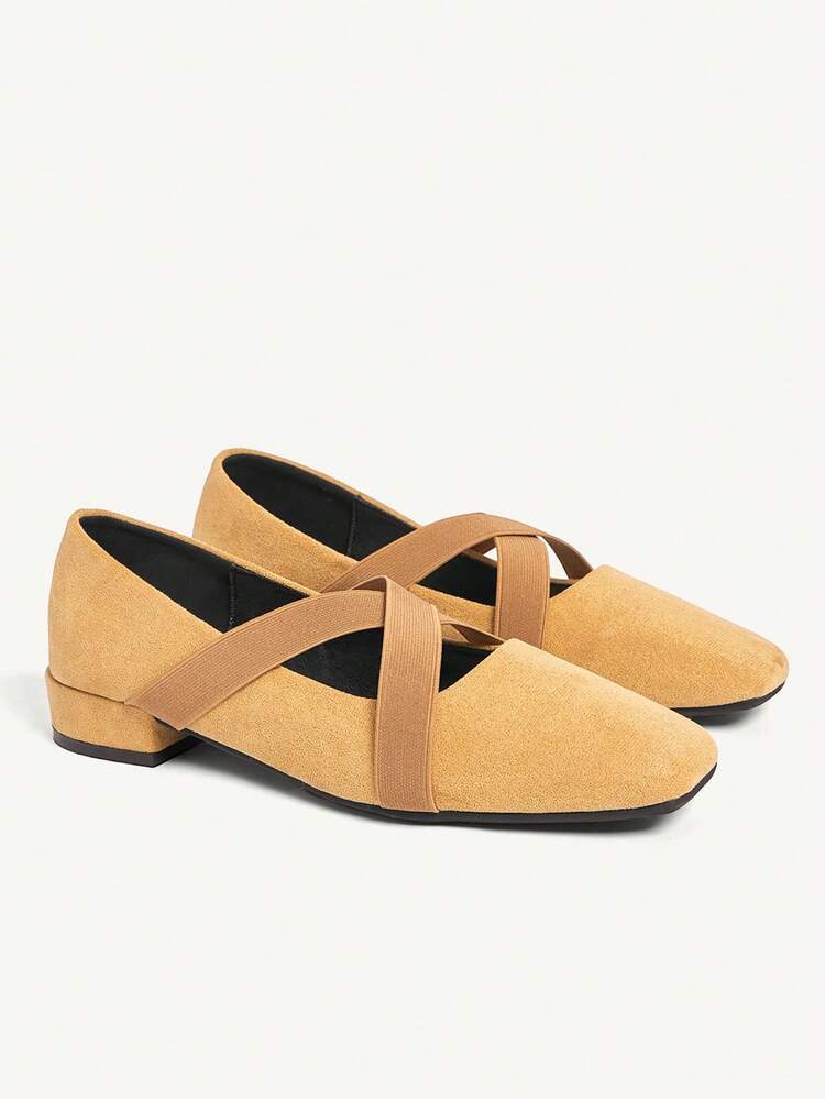 CUCCOO CHICEST Women Shoes Women's Elastic Band Design Daily Versatile Low Heel Shoes Wedding Shoes Spring Shoes Bride Shoes