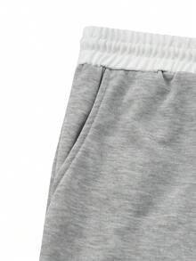 Manfinity Dauomo Men's Casual Sports Contrast Color Drawstring Waist Loose Pants - Light Grey - View 6