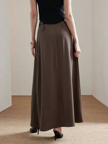 Heiryn Women's Solid Color Pleated Design Casual Girlisim Commuter Skirt Golf Pastal Summer - Brown - View 6