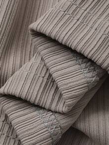 DAZY Camiseta ajustada de mujer con cuello cuadrado y ribete de volantes de unicolor - Caqui - Ver 3