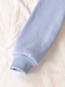 Genkimix Kids Oversized Letter Graphic Fleece Sweatshirt With Large Pockets For Tween Girls Fall Winter - Baby Blue - View 5