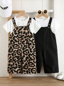 TaviRue 2pcs/Set Baby Girl Casual Chic Leopard Print Jumpsuit - Multicolor - View 7