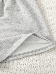 2pcs Tween Girls' Casual Solid Color Knit Wide Leg Shorts - Grey - View 5