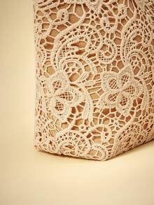 Travachic Summer Fresh & Gentle Lace Tote Bag, Hollow Out Casual Large Capacity Handbag For Work & Commute - Khaki - View 5