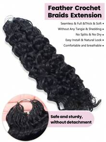Boho Braids 1 PC Water Wave Narural Đen Crochet Tóc Giả Tóc Người Không Thắt Nút Tách Sẵn Lông Vũ Tóc Người Màu Đen 18-24 Inch 100G - SNatural - Xem 4
