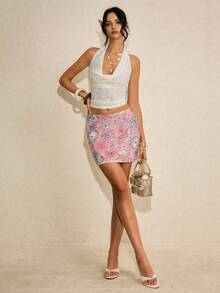 Poéselle 女士亮片装饰紧身迷你裙 - 彩色 - 查看 6