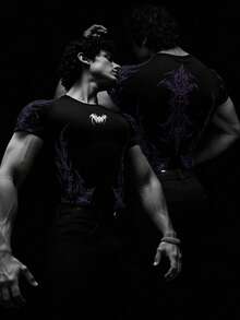 GymBeat 男士哥特印花短袖休闲健身运动T恤 - 彩色 - 查看 3