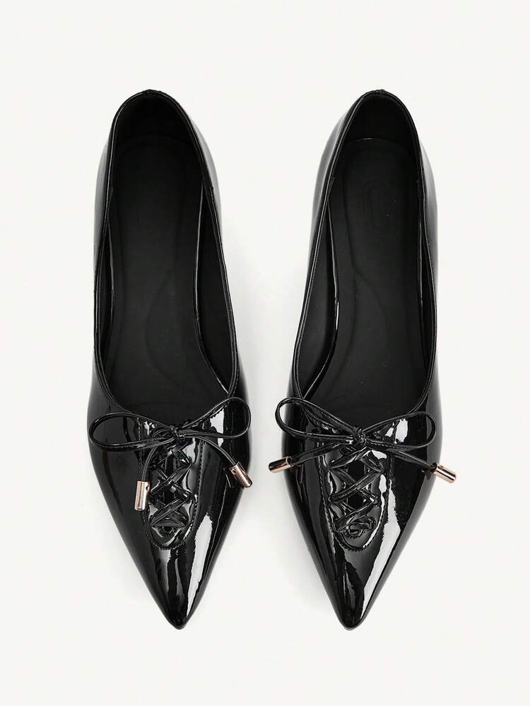 CUCCOO CHICEST Women's Pointed Toe Mid-Heel Black Bow Design Fashionable Elegant Daily Commute Work Party Occasion High Heel Pumps Wedding Shoes Spring Shoes Bride Shoes