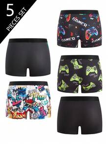 SHEIN 5PCS Tween Boys Undershirt - Multicolor - View 3