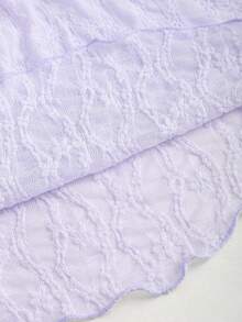 Sweetra Áo croptop không tay cổ tim thanh lịch với nơ ren và họa tiết in. - Màu tím hoa cà - Xem 6