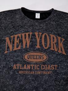 2pcs/Set Teenage Girls Casual Tie-Dye Loose Raglan T-Shirt And Wide Leg Pants, Street Style, Spring/Summer - Grey - View 7