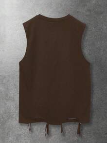 ROMWE MEN Street Life Spring Casual Graphic Men'S Portrait Print Casual Tank Top, Suitable For Spring/Summer - Coffee Brown - View 2