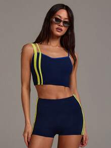 Athîral Women's Casual Contrast Trim Sports Set - Multicolor - View 3