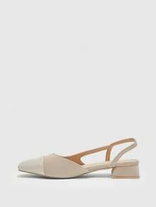 CUCCOO BIZCHIC Women's Pointed Toe Chunky Heel Colorblock High Heels, Spring/Summer - Apricot - View 4