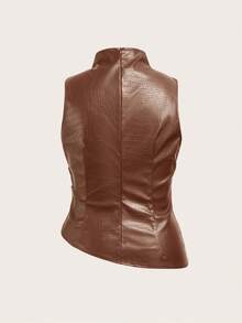 Auralis Áo nữ cỡ lớn kiểu dáng thường ngày, Áo PU màu đỏ tía, Áo nữ thanh lịch, Trang phục nữ mùa thu, Thời trang nữ mùa thu - Lạc đà - Xem 2