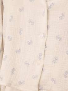 Aralina 牛角面包印花长袖上衣和荷叶边短裤套装 - 藍白色 - 查看 5