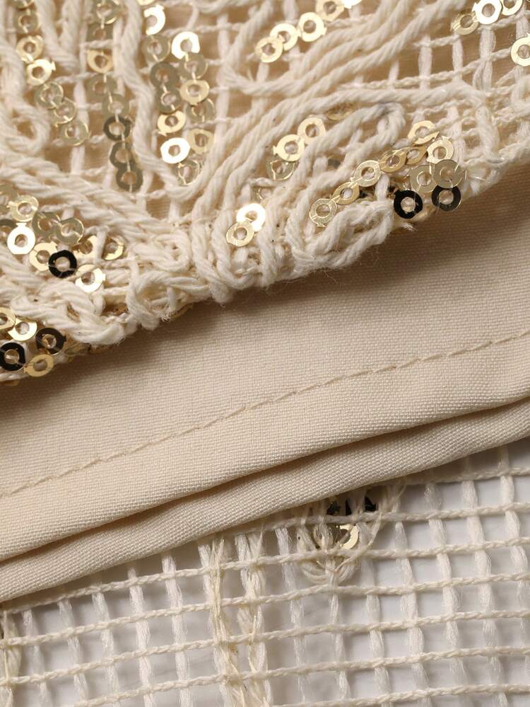 Women's Elegant Floral Sequin Textured V-Neck Sleeveless Long Dress, Suitable For Spring And Summer