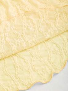 Sweetra Cropped Tube Top With Bowknot & Textured Print - Yellow - View 3