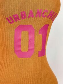 Amplova Đầm thể thao mini ôm sát phối ren khối màu sắc thể thao - Màu vàng - Xem 7