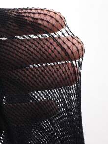 DAZY Premium Geometric Hollow-Out Jacquard Fishnet Stockings, Sexy Black Tights For Women - Black - View 9