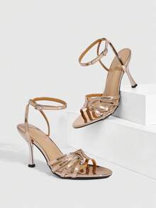 CUCCOO SZL 女士时尚优雅办公室高跟凉鞋 - 玫瑰金 - 查看 4