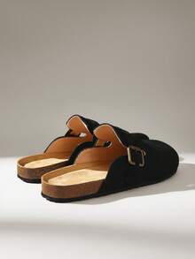 Solecia Women's Casual Versatile Slip-On Buckle Flat Shoes - Black - View 6
