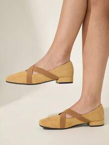 CUCCOO CHICEST Women Shoes Women's Elastic Band Design Daily Versatile Low Heel Shoes - Coffee Brown - View 7