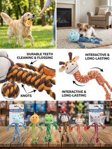 PETSIN 1pc Animal-Shaped Rope Dog Toy With Squeaker, Chew Toy - Multicolor - View 4