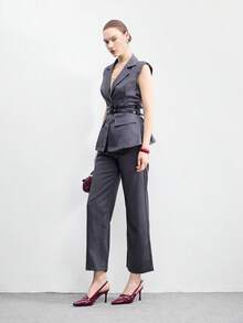 CUCCOO BIZCHIC Women Shoes Spring And Autumn New French Small Square Toe Thin High Heel Burgundy Buckle Slingback With Simple Elegance Elegant Commuting To Work Comfortable Women's High Heel Shoes Slingback Women's Shoes - Burgundy - View 6