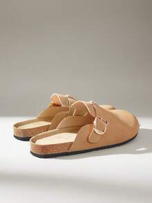 Solecia Women's Casual Slip-On Flat Shoes With Buckle Design, For Daily Wear - Beige - View 3