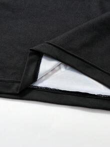 Betty Boop x SHEIN 女士条纹卡通图案修身T恤 - 紅色和黑色 - 查看 5