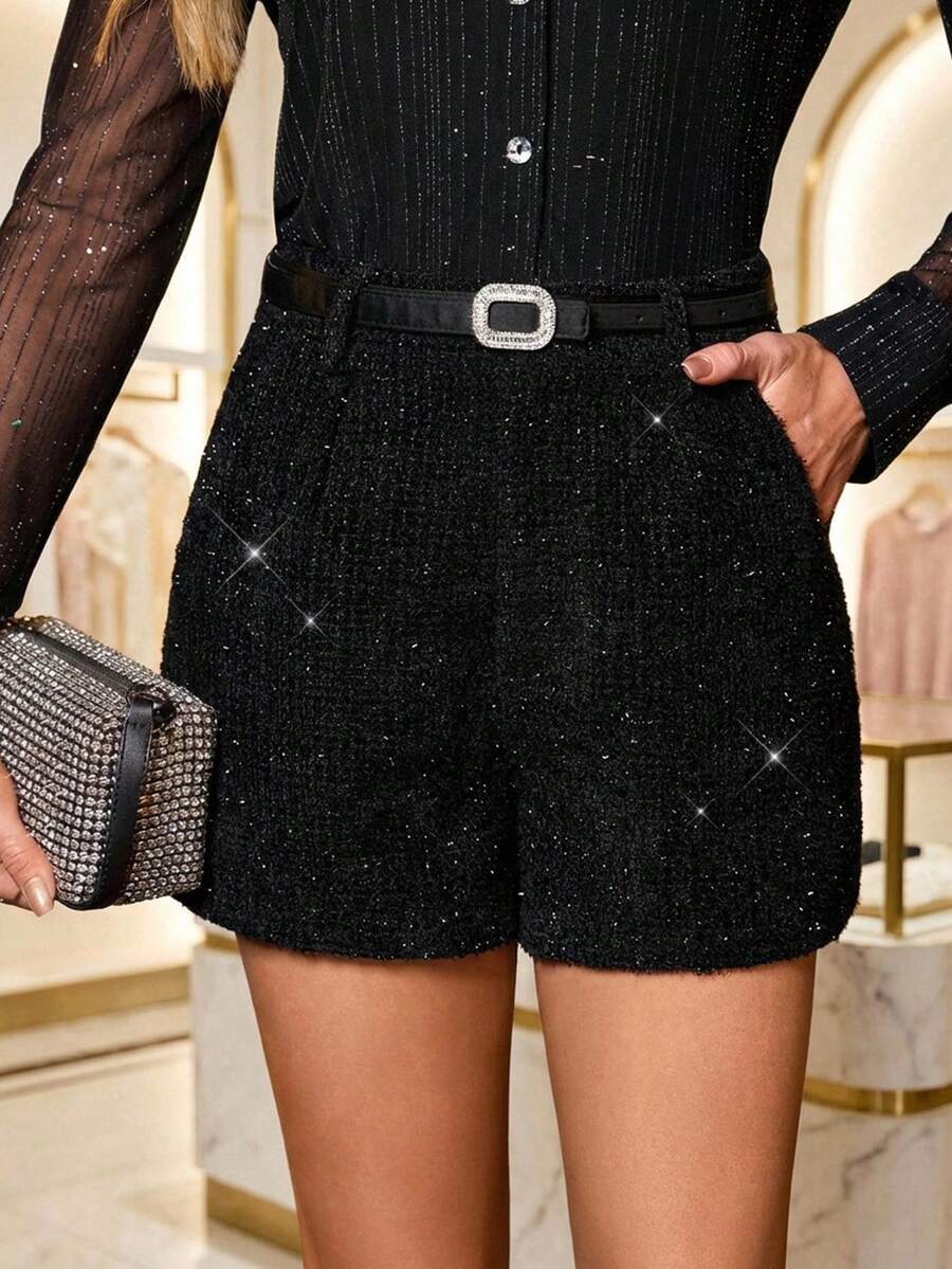 女士时尚极简闪光短裤
