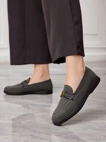 Sleekvia Casual Versatile Commuting Fringe Decor Flat Loafers - Grey - View 3
