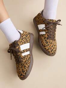 CUCCOO EASI 2026 New Spring Women Retro Versatile Casual Sneakers, Flat White Shoes - leopard print - View 10