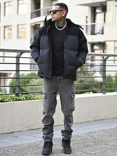 Devon Thys 男士长袖新款防风加厚保暖休闲连帽羽绒服