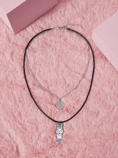 SCOOBY-DOO X SHEIN 1pc Zinc Alloy Cartoon Animal Print Pendant Necklace, Delicate Fine Chain, Minimalist & Elegant, Suitable For Party, Concert, Festival