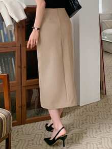 DAZY Women's Fitted Twist Asymmetrical Skirt - Khaki - View 5