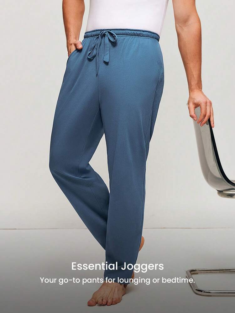 Men Black Basic Bottoms Lounge Pants Pajama Pants