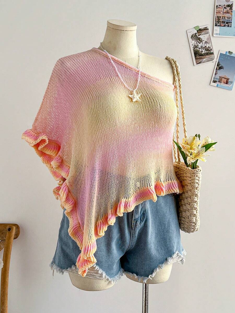 Soleia Plus Size Women's Gradient Shoulder Wrap Shawl, Suitable For All Seasons,Summer,Spring Women,Beach,Going Out,Graduation,Vacation.