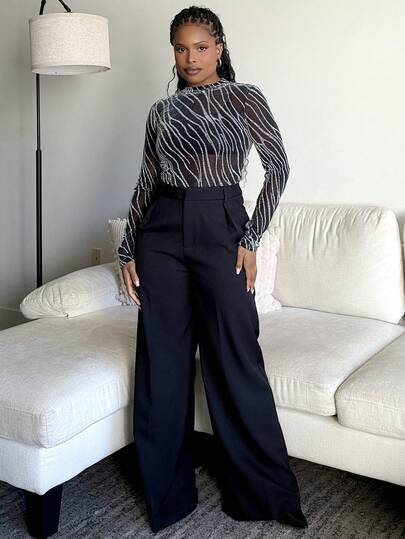 Tyla Gomez 女士純色直筒高腰日常褲