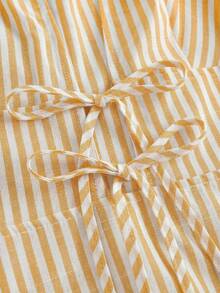 SHEIN SXY Summer Casual Striped Tie-Knot Sleeveless Mini Dress Lace Up Dress Sexy Summer Dress Rope Dress Sexy Sundress Cruise Dress - Yellow - View 7
