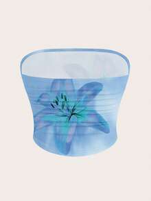 SHEIN EZwear 2pcs Women Casual Asymmetrical Hem Ruched Fitted Tube Top - Multicolor - View 7