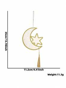 Cirelle Decoración colgante de pared de estrella y luna de madera con diseño calado y adorno de flecos, decoración para fiestas y festividades de Ramadán - Multicolor - Ver 11
