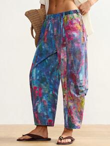 Bohemela 新款大码女式牛仔裤，低腰宽松修身款，彩色涂鸦。夏季春季穿搭，沙滩装扮，夏季度假装扮，Y2K拼接裤，波西米亚风裤，节日裤，波西米亚风裤，嬉皮裤，彩绘牛仔裤，多色女裤，宽松牛仔裤，夏季女裤，波西米亚风女裤 - 彩色 - 查看 2