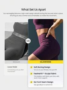 GLOWMODE Quần short biker FeatherFit™-Sculpt CoreHold 4.3" mềm mại, co giãn, không đường may phía trước, có túi bên hông, thích hợp cho tập luyện cường độ trung bình, chạy bộ, tập gym. - Bold Plum - Xem 3