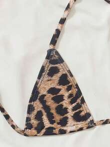 Swim SXY Women's Leopard Print Halter Neck Backless Sexy Beach 2-Piece Bikini Swimsuit, Summer - Multicolor - View 5